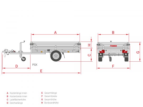 Pritschenanhänger Alu 750 kg 251x153x30 – Bild 10