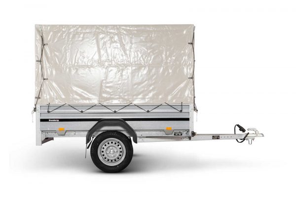 Kastenanhänger Alu 750 kg ungebremst 2205AUB750 Vorderklappe 204x128x140cm mit Hochplane – Bild 4