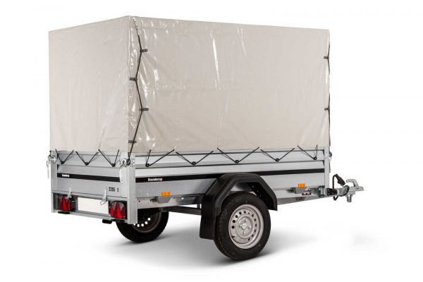 Kastenanhänger Alu 750 kg ungebremst 2205AUB750 Vorderklappe 204x128x140cm mit Hochplane