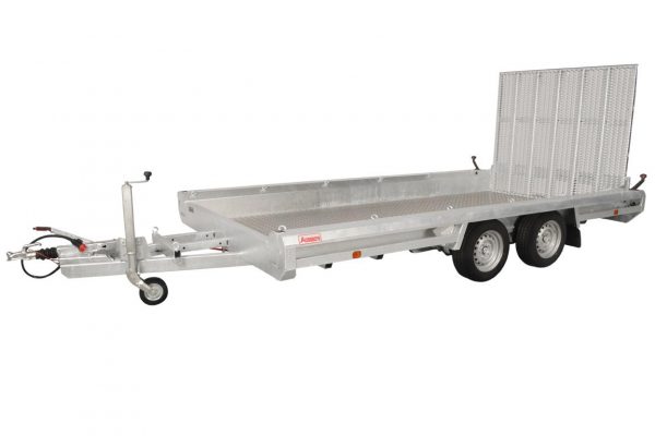 Baumaschinenanhänger 3000 kg ALU Tandem TERRAX-2 3000. 394x180x27cm (150cm Klappe)