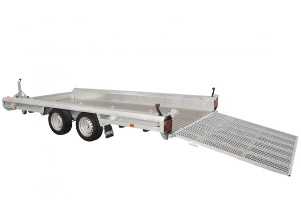 Baumaschinenanhänger 3000 kg ALU Tandem TERRAX-2 3000. 394x180x27cm (150cm Klappe) – Bild 2