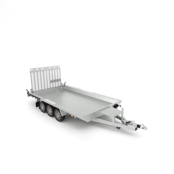 Baumaschinenanhänger 3500kg Stahl 400x180x25cm Tridem