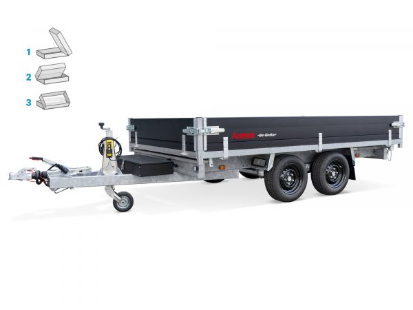 3 Seiten Kipper 3000 kg ALU Tandem mit Elektropumpe KSX3000. 305x178x30cm Go-Getter – Bild 5