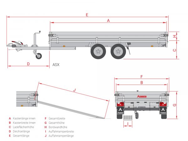 Hochlader Anhänger ALU 2500 kg ASX 2500. 405x178x30cm – Bild 8