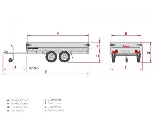 Pritschenanhänger ALU 2000 kg gebremst Tandem PLT-2 Pro 2000. 330x180x30cm – Bild 5