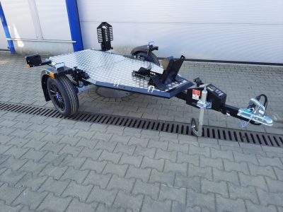 Motorradanhänger 750kg absenkbar und zum Zusammenklappen ungebremst - 100 KM/H