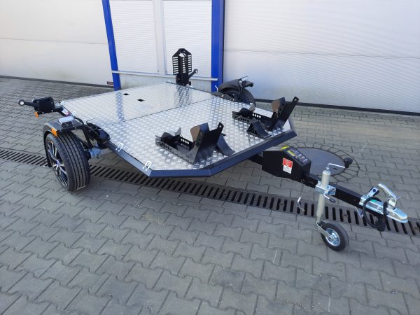 Motorradanhänger 750kg absenkbar und zum Zusammenklappen ungebremst - 100 KM/H