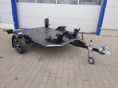 Motorradanhänger 750kg absenkbar und zum Zusammenklappen ungebremst – 100 KM/H
